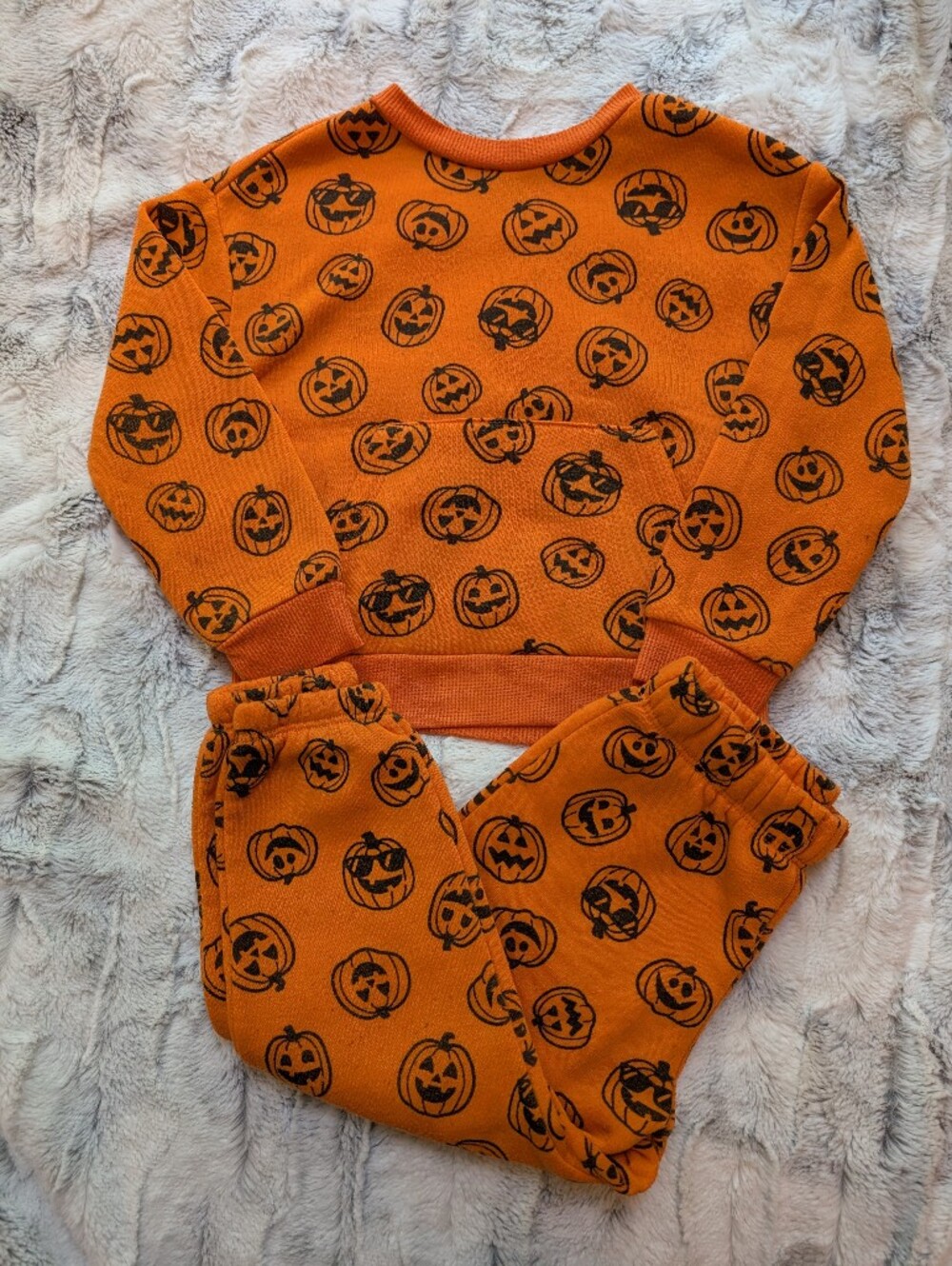 Way to Celebrate Halloween Pumpkin Jack o Lantern Joggers Sweatshirt Set